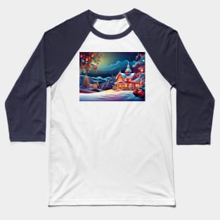 Christmas Scene Baseball T-Shirt